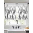 thumbnail image 3 of Black Grey Forest Semi Sheer Window Curtains 45 Inches Long, Contemporary Silhouette Abstract Art Rod Pocket Voile Silky Chiffon Curtain Light Filtering Drapes for Living Room, 52"x45", 2 Panels, 3 of 9