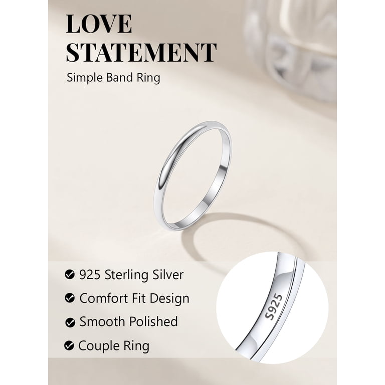 Silvora 925 Sterling Silver Eternity Ring, 2mm Band photo 6
