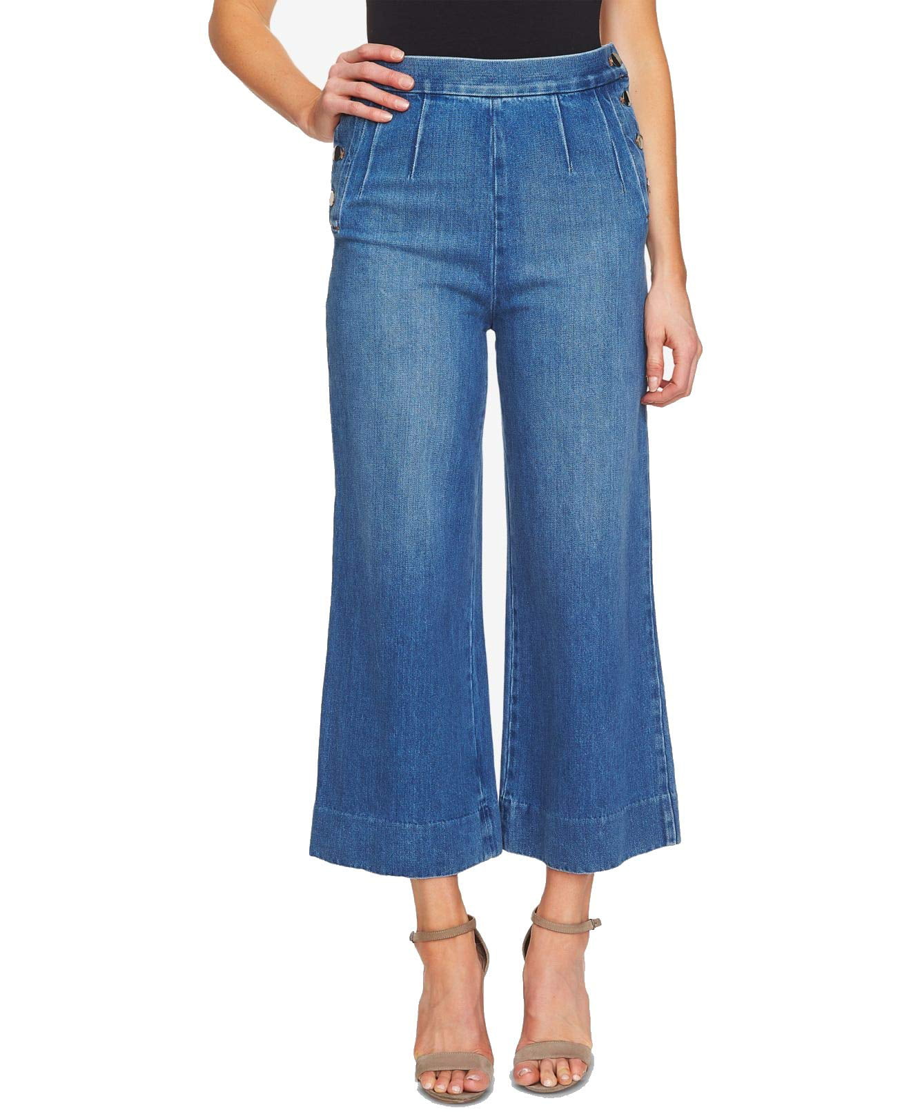 CeCe - Womens 26x24 Wide Leg Crop Ankle Side-Button Jeans 26 - Walmart ...