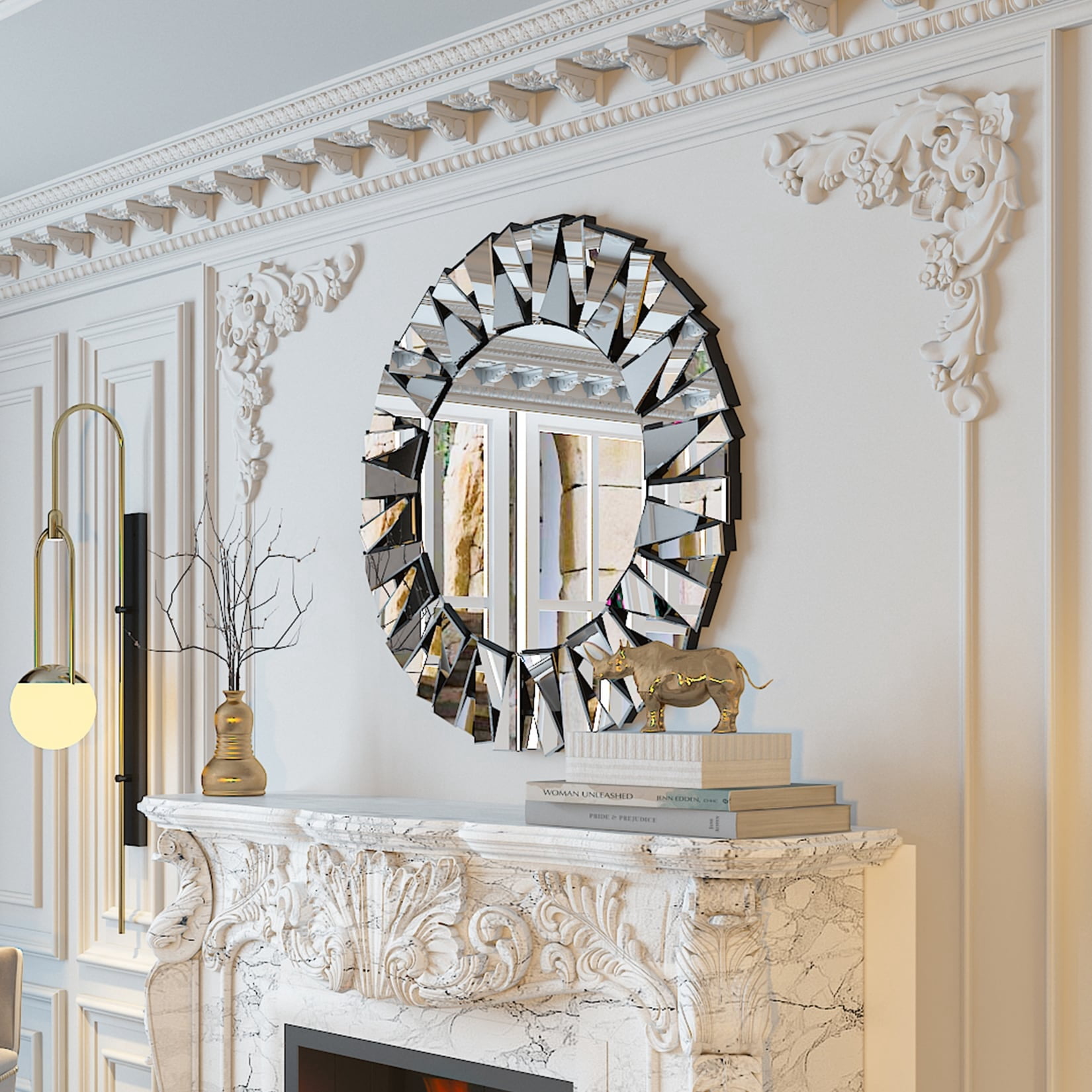 fliptradenice Large Round Decorative Mirrors Wall Mirror Art Glass Accent Mirrors - 32in.Wx32in.H