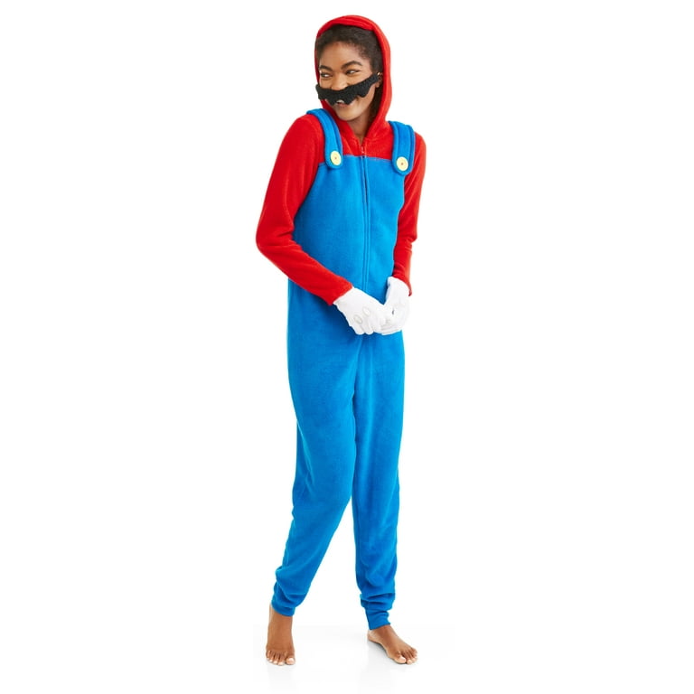 Super Mario Women s Sleepwear Adult Costume Union Suit Walmart