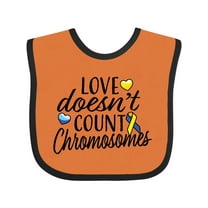 Inktastic Love Doesnt Count Chromosomes with Yellow and Blue Ribbon Boys or Girls Baby Bib