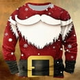 thumbnail image 2 of Feancey Spring Sales Ugly Christmas Sweatshirts for Men Funny Long Sleeve Crewneck Pullover Sweatshirt Holiday Casual Santa Claus Print Tops Xmas Gifts Wine 3XL, 2 of 5