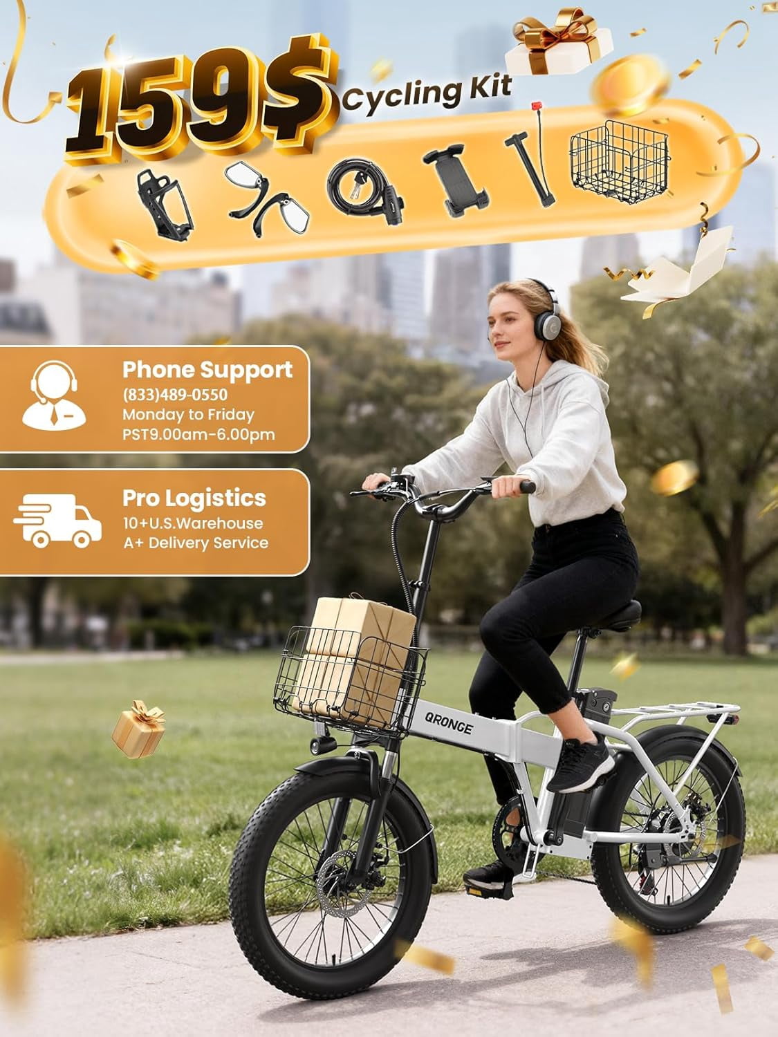 Folding Electric Bikes for Adults 1000W Peak Motor up to 70 Miles Range 28 mph Max Speed 20" x 3.0" Fat Tire Foldable Ebikes 48V 13.5AH Removable Battery 7-Speed E-Mountain Bikes, UL2849 by SGS