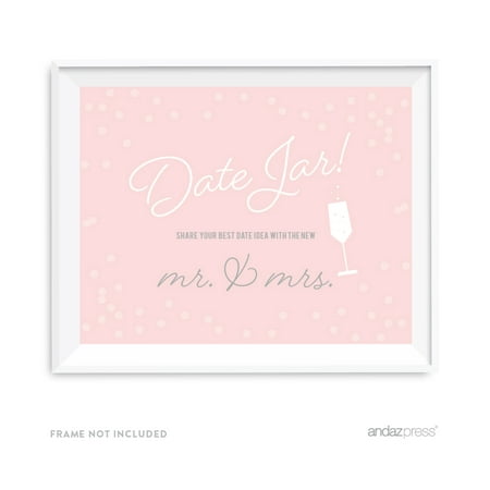 Date Jar - Share Best Date Idea Blush Pink and Gray Pop Fizz Clink Wedding Party