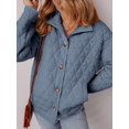 thumbnail image 6 of Women'S Light Weight Quilted Jacket Casual Winter Open Front Button Down Puffer Coat Outwear Cardigan Navy Blue L, 6 of 8