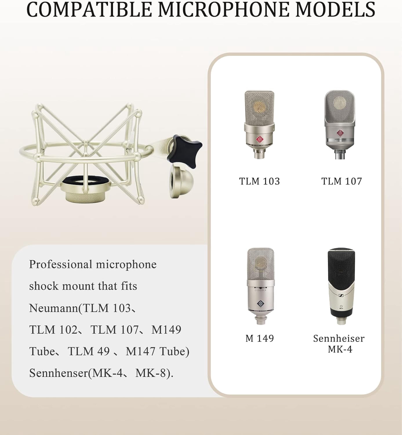 103 Shock Mount - Microphone Mount Compatible for 103 M147 Condenser Mic by ,Silver suitable for daily singing, voice-over
