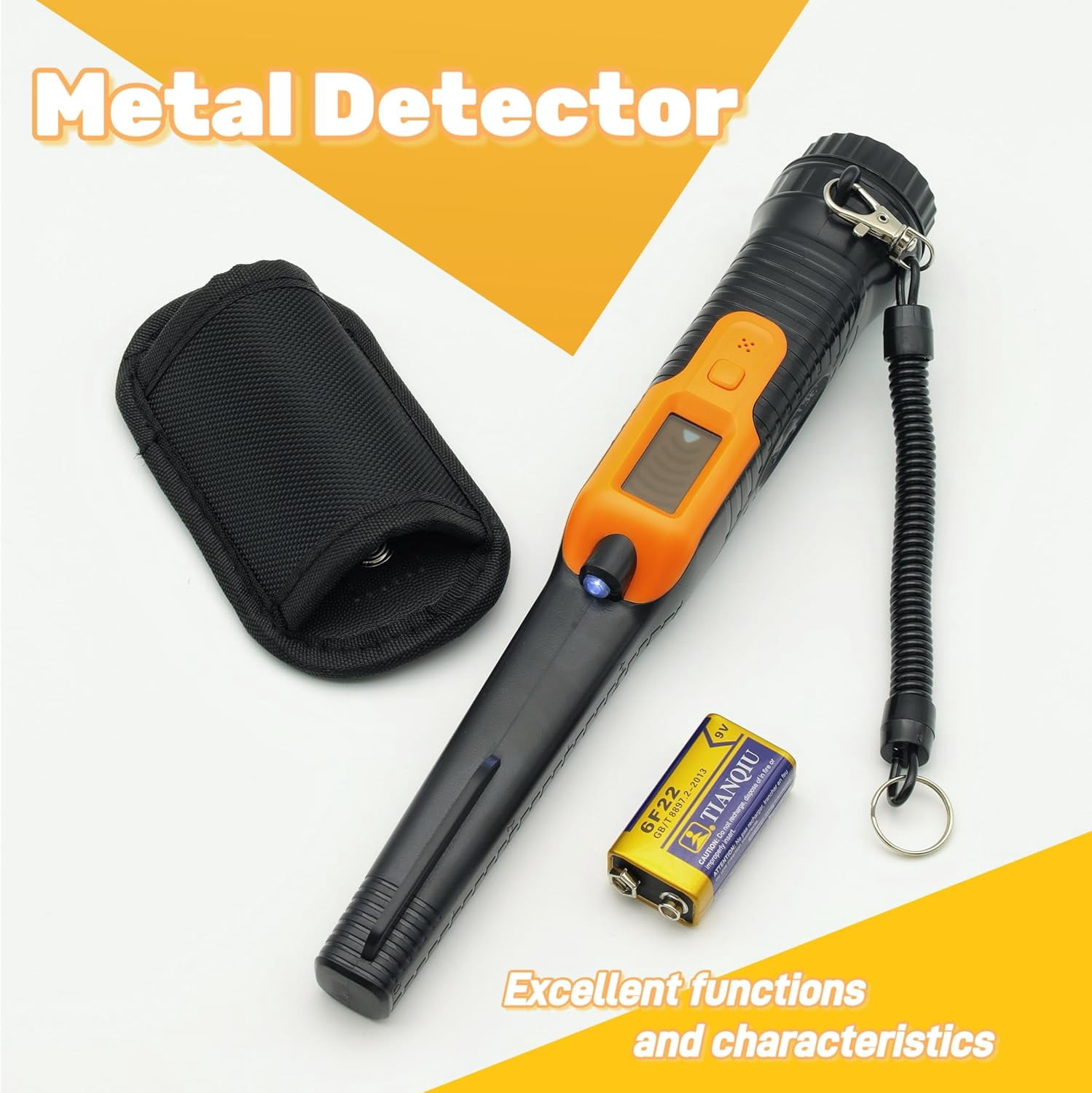 Fully Waterproof LCD Display Pinpointing Gold Metal Detector with LED Flashlight,360 Degree Searching Pinpointer,IP68 Underwater to 15m/50feet Treasure Hunter for Adults and Kids, Three Modes,Black