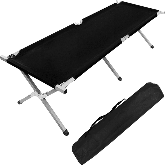 imerelez Folding Camping Cot for Adults: Portable Folding Camping Cot with Carrying Bag Army for Outdoor Travel, Beach, Hiking Black