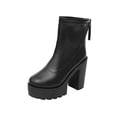 thumbnail image 2 of OKBOP Women's Platform Boots Round Toe Zip-Up Stability Foam Cushioning Black Stylish Women's Boots Sizes 36, 2 of 5