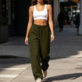 thumbnail image 4 of Women's Fleece Lined Wide Leg Cargo Sweatpants, Ghalytn Drawstring Elastic Waist Warm Multi-Pocket Streetwear Pants, 4 of 9