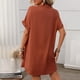 thumbnail image 5 of Vestido Casual Cuello en V para las Mujeres, Vestido de Manga Corta de Color Sólido de Moda para la Primavera, la Fecha Y el Uso Diario, 5 of 6