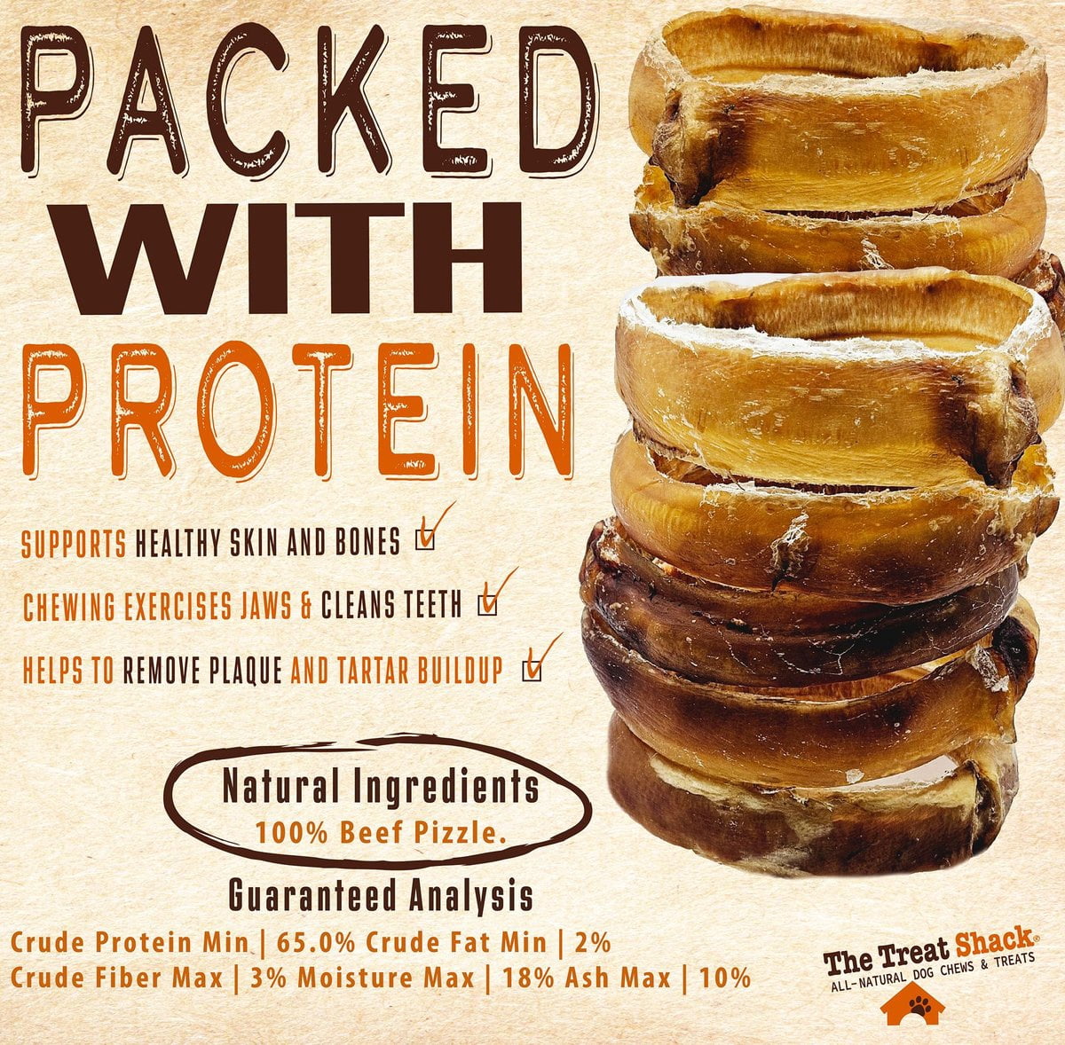 Large Beef Bully Rings Dog Treats, 5 count