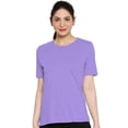 thumbnail image 2 of eloria Women's T-Shirt Round Neck Solid Color Plain Half Sleeve T-Shirt Color: Orchid Blue | Size: S, 2 of 7