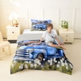 thumbnail image 2 of Castle Fairy Watercolor Vintage Pickup Twin Comforter Sets 3-Piece for Kids, Farm Barn Daisy Bedding Set for Bedroom, Soft Blue,Grey Reversible, 2 of 6