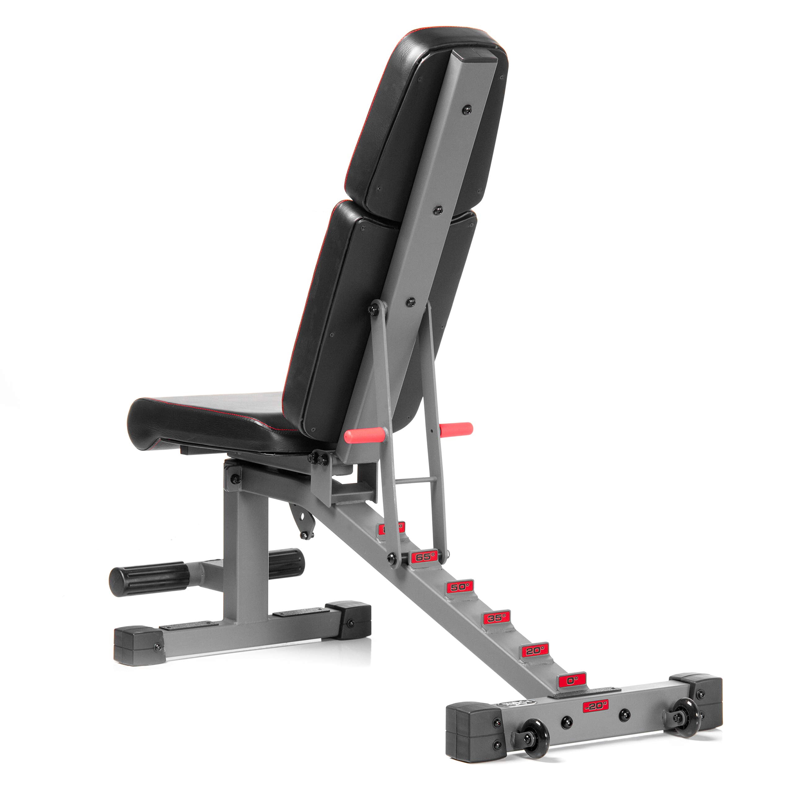 XMARK Power Series Commercial Flat Incline Decline Weight Bench, 1500 lb Capacity, 7 Back Pad Adjustments From Decline To Military Press, Ergonomic 3 Position Adjustable Seat, and Transport Wheels