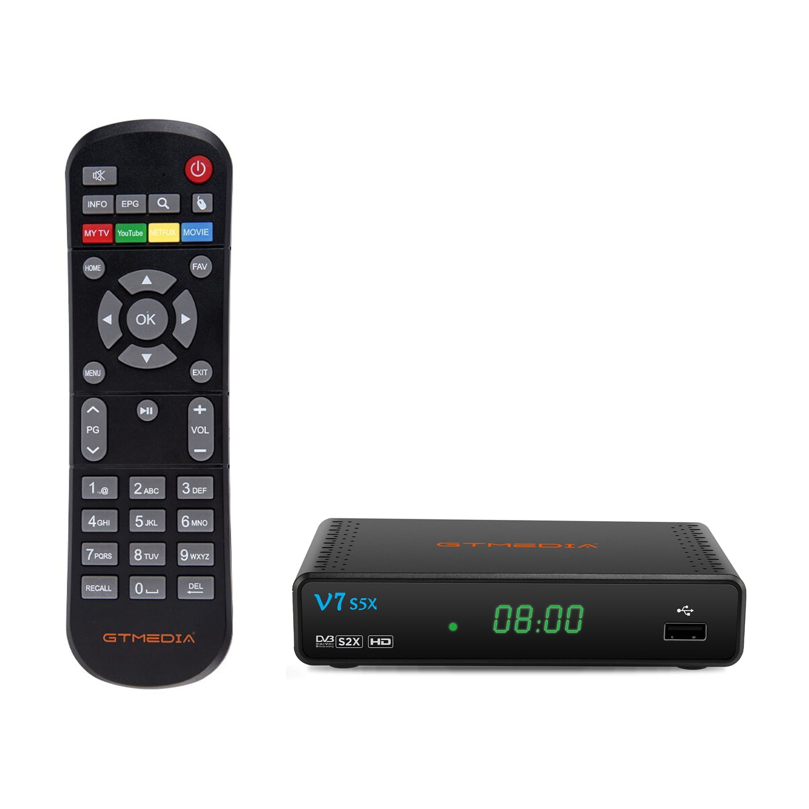 GTMEDIA Receiver,H.265 DVB-S//S2X TV Tuner Scart V7 S5X Box USB WiFi Decoder Set Box USB WiFi TV Tuner Scart Output WiFi TV Tuner DVB-S/S2X Receiver Box Convenient S5X DVBS/S2X Receiver