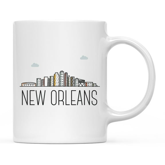 Koyal Wholesale Colorful City Skyline Graphic Ceramic Coffee Mug, New Orleans