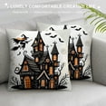 thumbnail image 3 of Set of Halloween Pillow Covers Happy Halloween with &nbsp;Castle Pumpkin Pillow Case Linen Ghost with Little Witch Bat Cushion Cover Decorative Home, 3 of 5