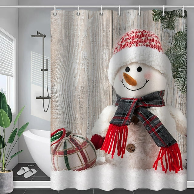 Fridja Décorations de Noël pour l'Intérieur Rideau de Douche à Motif de Noël Rideau de Douche Anti-Humidité et Anti-Poussière