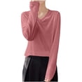 thumbnail image 2 of ClodeEU Women's Lightweight V Neck Long Sleeve Knit Top ,Casual Comfort Pullover Blouse ,Women's Plus M, 2 of 6