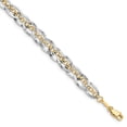 thumbnail image 1 of Real 14kt Yellow Gold Two-tone Diamond-cut Fancy Link Chain Bracelet; 7.25 inch; for Adults and Teens; for Women and Men, 1 of 3