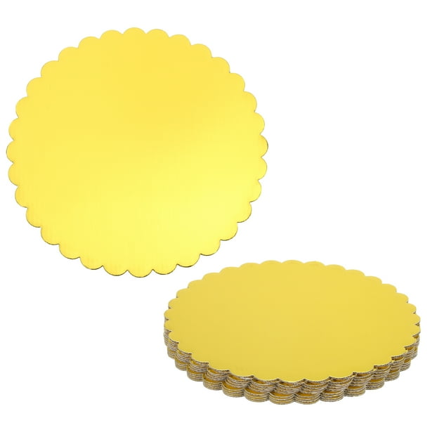 Uxcell 10 Pcs Cartones para Pasteles, Bandejas Circulares de 10 Pulgadas, Doradas