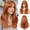 Auburn, variant on Layered Synthetic Wig with Fringe for Women, Synthetic Fiber Construction, Curly Texture, Wavy Texture, designed as a wearable hair styling piece for daily wear and party and costume styling