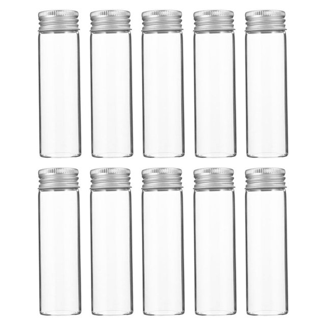 10pcs Transparent Empty Tube Bottles Portable Glass Vials for Candies Nuts