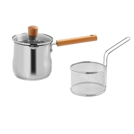 

Frying Pot Kitchen Fryer with Strainer Stainless Steel Long Handle Cooker Tools- Kitchen Dining & Bar