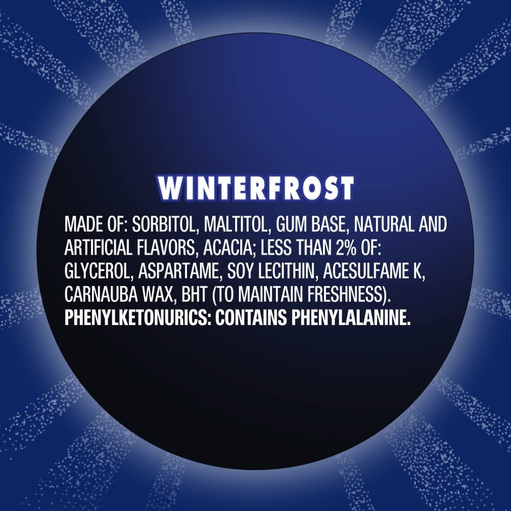 ECLIPSE Winterfrost Sugar Free Chewing Gum Bulk Pack, 60 Piece Bottle Pack of 4