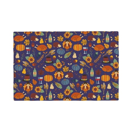 

Placemats Set of 4 Thanksgiving Turkey 2 Heat Resistant Non - Slip Place mats Waterproof table mat for Kitchen Dining-6片装