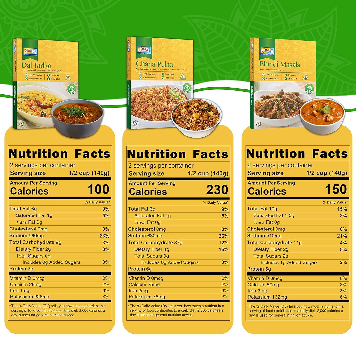 Ashoka Meals 1932, Heat & Eat Meal Kit, Customer Favorites, Kosher Certified, Plant-Based Variety Pack, On the Go Meal, Great for Picnics, Authentic Indian Food, No Preservatives, Pack of 6