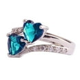 thumbnail image 3 of Pgeraug gifts for women Fashion Lover Jewelry Heart Cut Rainbow & White Topaz Gemstone Silver Ring ring Blue, 3 of 3