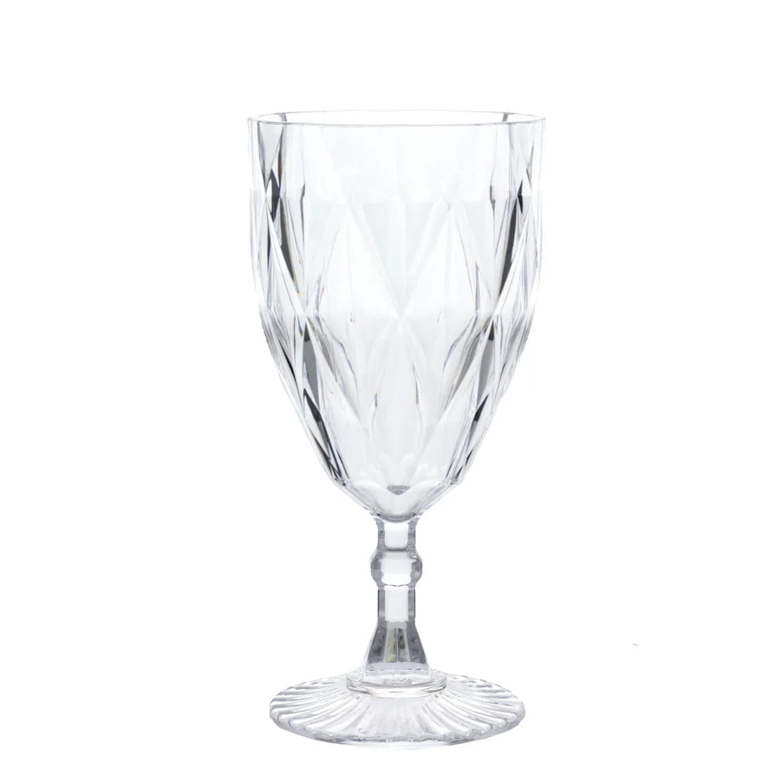 Balsa Circle 12 Clear 11oz Vintage Diamond Cut Plastic Wine Glasses Wedding Supplies