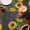 thumbnail image 3 of Yellow Sunflowers Table Runner 120 Inches, Farmhouse Floral Rustic Leaves Dark Grey Bed Runner Dresser Scarves Tabletop for Indoor Outdoor Parties/Ceremony/Banquet, 13"x 120", 3 of 9