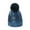 Blue, variant on Women Metallic Beanie Hat Fashion Solid Color Skull Cap Knit Cuffed Watch Hats with Removable Fur Pom Pom Multicolor Free Size