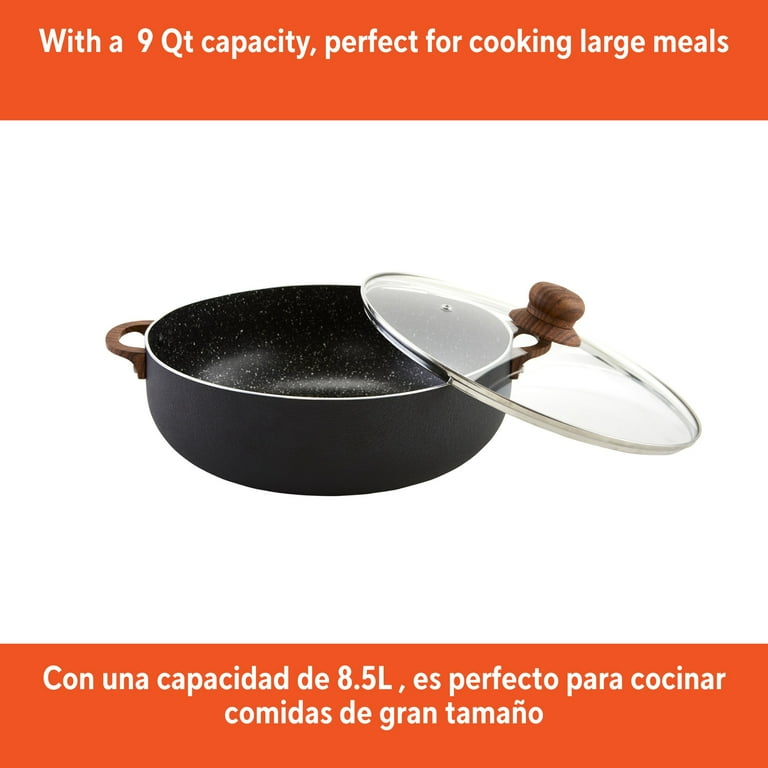 Aluminum Cooking Pot Imusa Stone Caldero With Lid - Black, 9 Qt 4.0 Qt ...