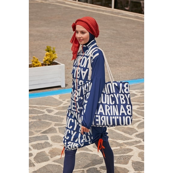 Woven Navy Burkini Modest Swimwear M2301-1 USA