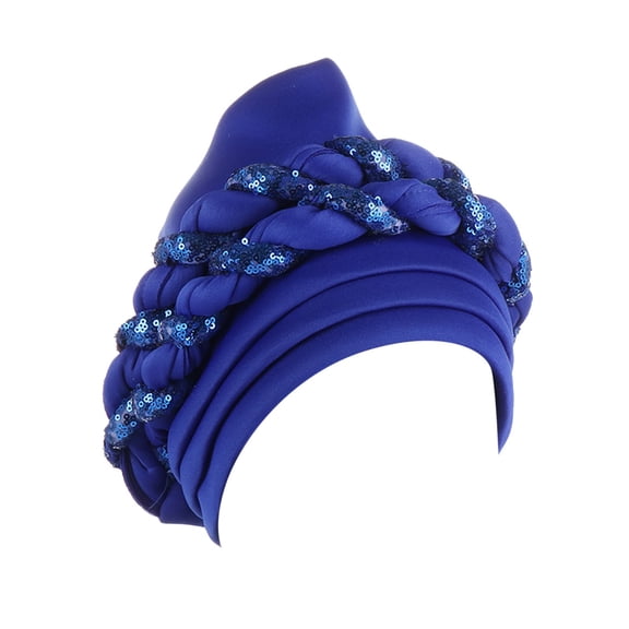 VJGBEGW Women Twisted Braid Turban Muslim Sequins Turban for Party Wear Headwrap Beanie Cap Hair Cover Hat