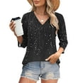 thumbnail image 2 of Summer Fashion 3/4 Sleeve T Shirts for Women Plus Size Print Blouse V- Neck Casual, 2 of 7