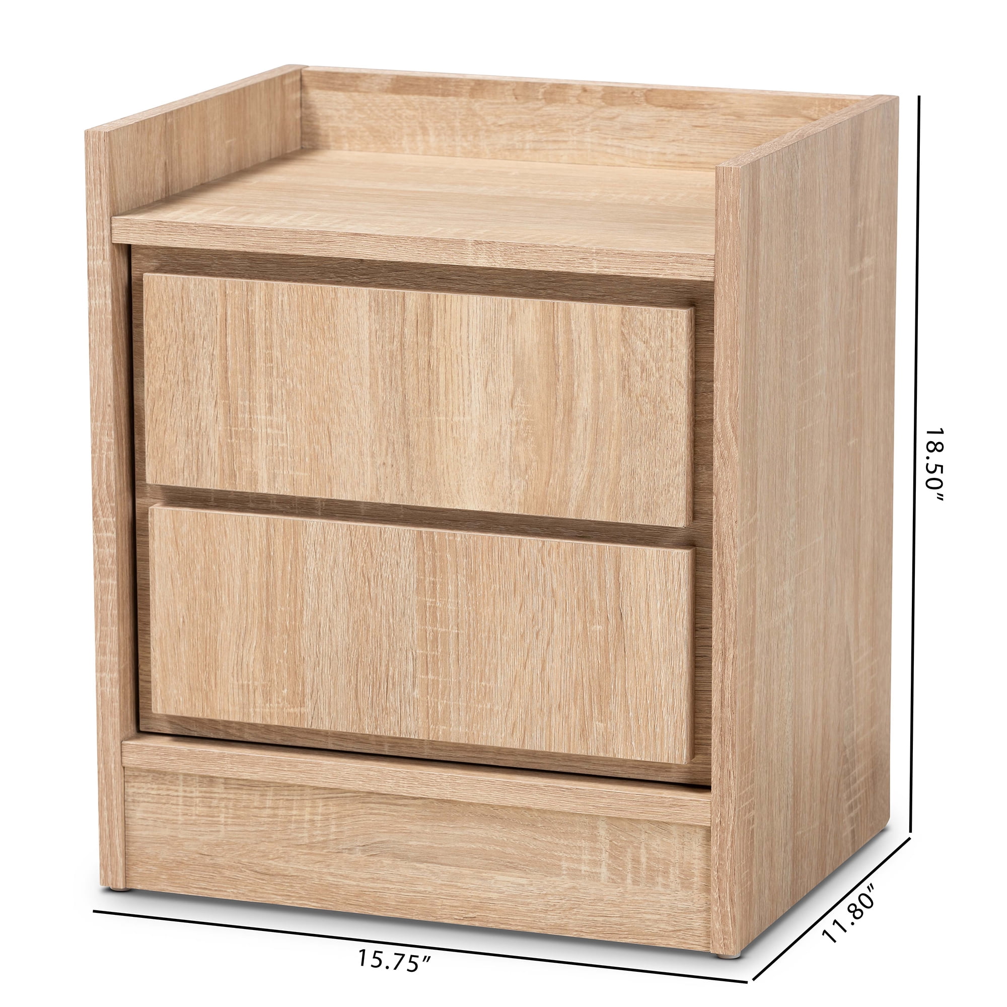 Baxton Studio Hale Modern and Contemporary Oak Finished Wood 2-Drawer Nightstand