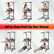 AQUVII Pull Up Rack Bar, 450 LBs Power Tower Dip Bar Station Dip Stand Multi-Function Home Strength Training Fitness Workout Station for Home Gym
