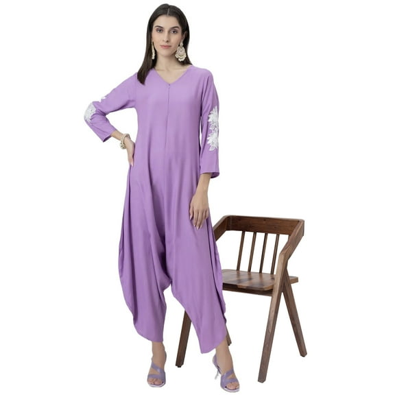Moomaya Sleeveless Afghani-Style Jumpsuit for Women, Casual Fashion Wear with V-Neck and Front Zipper