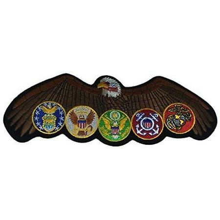 LARGE EAGLE WITH ALL US MILITARY BRANCH LOGOS PATCH ARMY NAVY USMC USAF