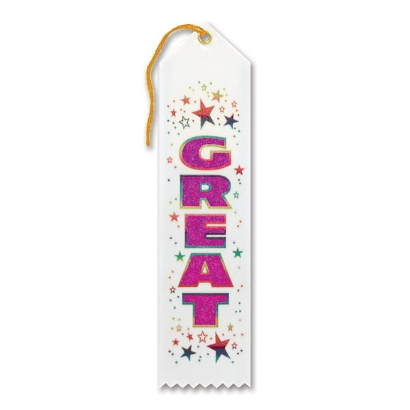 Beistle 2" x 8" Great Award Ribbon; White 9/Pack AR180