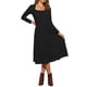 thumbnail image 1 of VESTIDO DE SUÉTER DE PUNTO PARA MUJER INSPIRE CHIC CON ESCOTE CUADRADO Y DECORACIÓN DE BOTONES, VESTIDOS MIDI ACAMPANADOS CON BOLSILLOS, NEGRO L, 1 of 6