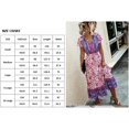 thumbnail image 3 of Robes Femmes-Été Décontracté Manches Courtes Taille Haute Col en V Imprimé Floral Robe Maxi Boutonnée, 3 of 6
