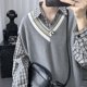 thumbnail image 3 of Chaleco de punto para hombre, suéter de cuello en V de moda de primavera y otoño, ropa exterior, estilo universitario suelto, 3 of 5