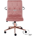 thumbnail image 4 of DUHOME Armless Home Office Chair, Velvet Tufted Computer Rolling Desk Chair with Back Golden Base,Adjustable Vanity Chair with Wheels,Pink, 4 of 14